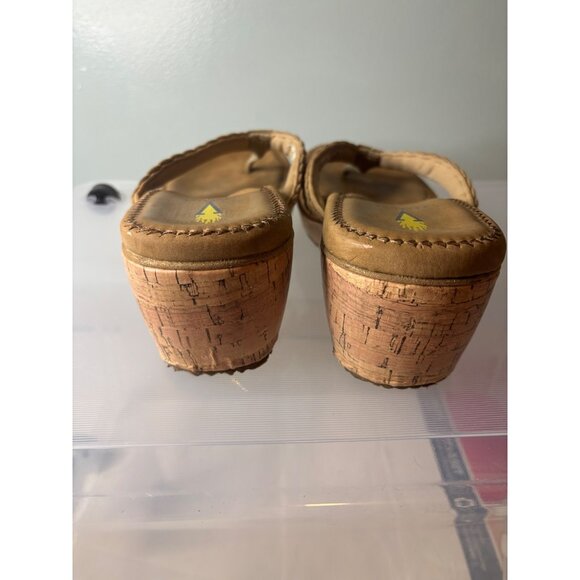 Volatile Woven Cork Wedge Sandals Tan Sz 10 Braided Strap Open Toe Faux Leather - Picture 3 of 12